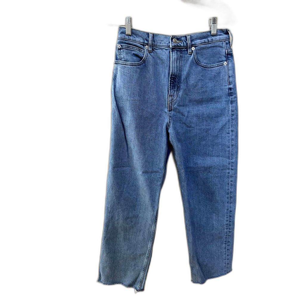 EVERLANE The Way High Jeans, Straight Leg, Women, Washed Blue, Size 26, Zip Fly
